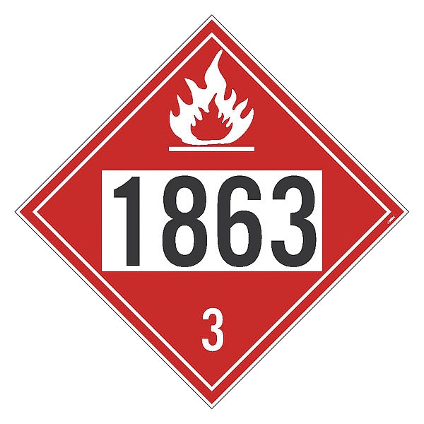 Nmc Dot Placard Sign, 1863 3, Fuel Aviation, Pk25, Material: Unrippable Vinyl - DL141BUV25