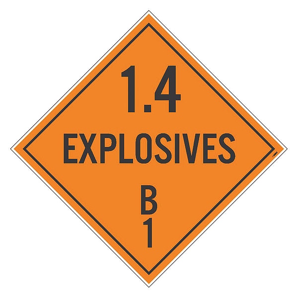 Nmc Dot Placard Sign, 1.4 Explosives B1, Pk10, Material: Unrippable Vinyl - DL44UV10