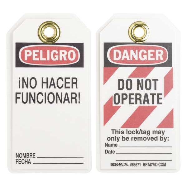 Brady Danger Bilingual Tag, 5-1/2 x 3 In, PK25 - 65671