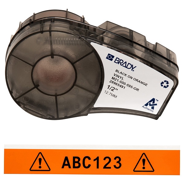 Brady Label Tape Cartridge, Black/Orange, Labels/Roll: Continuous - M21-500-595-OR