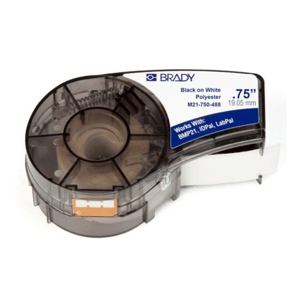 Brady Label Tape Cartridge, Black on White, Labels/Roll: Continuous - M21-750-488