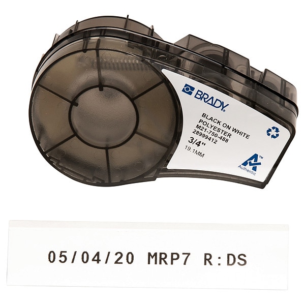 Brady Label Tape Cartridge, Black on White, Labels/Roll: Continuous - M21-750-488