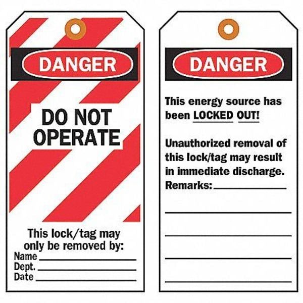 Brady Danger Tag, 5-1/2 x 3 In, Hd Polyest, PK25, 65502 - 65502