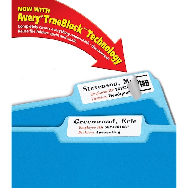 Avery Extra Large Filing Labels, 15/16"x3-7/16", 450/PK, White PK - AVE5027