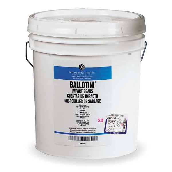 Ballotini Glass Beads Blast Media, Coarse, 60 to 120 Mesh Size, 53 lb, Pail - AC (60-120)