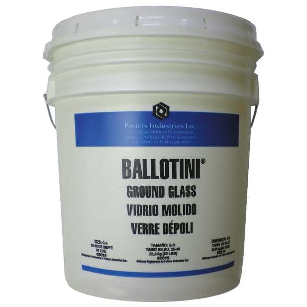 Ballotini Ground Glass Blast Media, 53 lb, Pail - G3 (25-40)
