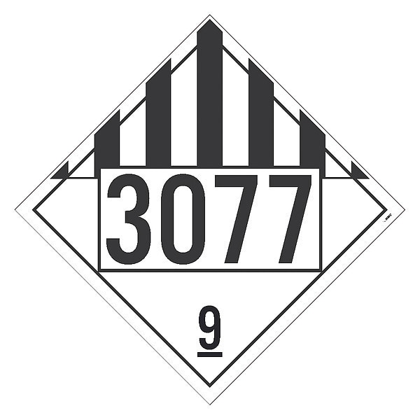 Nmc Dot Placard Sign, 3077 9, Misc Goods, Pk25, Material: Unrippable Vinyl - DL148BUV25