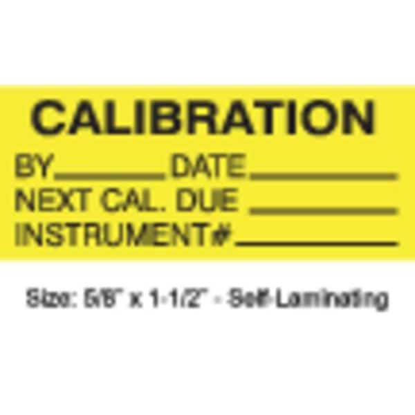 Stranco Calibration Label, ENG, Black/Yellow, PK350, TCFSL2-22135 - TCFSL2-22135