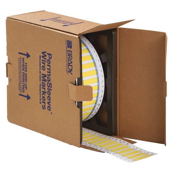 Brady Wire Marking Sleeves, Yellow, 2 In W - 3PS-250-2-YL