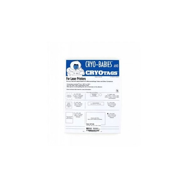 Diversified Biotech Cryo-Tags, Laser, 3x2", White, 240/pk, 240PK - 247165