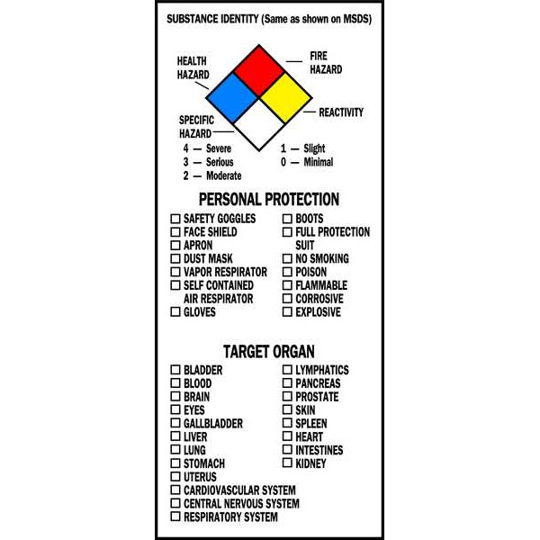 Brady NFPA Label, 8 In.H, Paper, 3 In.W, PK500 - 99197