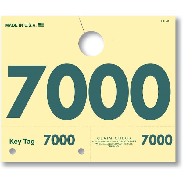 Car Dealer Depot Service Dispatch Numbers, Hang Tags, 4 Digit, Rl-78: 7000-7999 Pk - 217