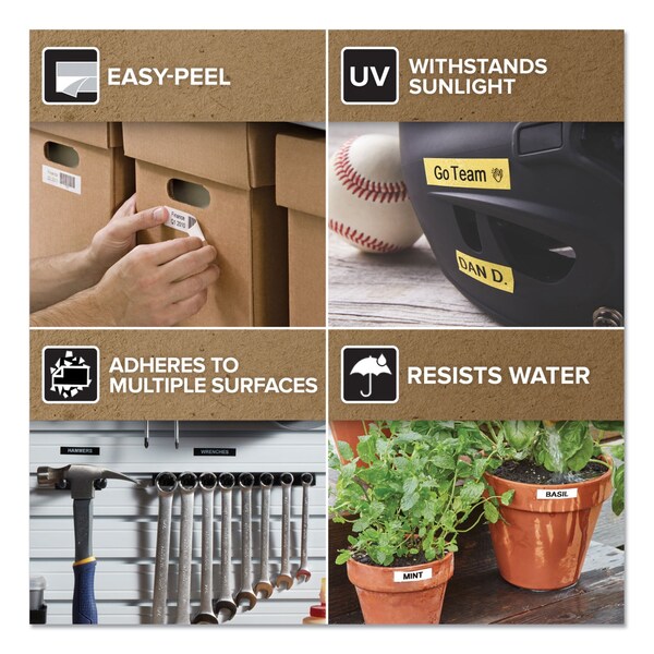 Dymo D1 Standard Labels, 0.5" x 23 ft, Black Print on White Tape, PK6 - 2025517