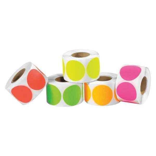 Tape Logic Tape Logic Inventory Circles, Fluorescent Packs, 2", Assorted Colors, 5000/Case - DL1236