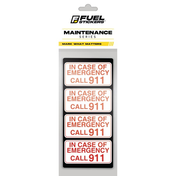 Fuel Stickers Emergency Call 911 Stickers, Heavy-Duty Labels for Workplace and Health Safety, 2in x 1in, 4PK - Z-2X1CALL911-4PK
