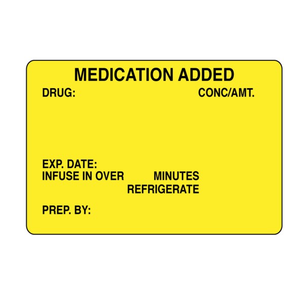 Nevs Medicatn Added Drug, Conc/Amt, Exp Date, Infuse2-7/16"x4" Ylw w/Black - P-2263