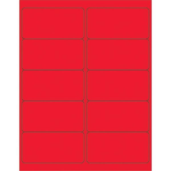 Box Partners Box Partners LL178RD 4 x 2 in. Fluorescent Red Rectangle Laser Labels - Pack of 1000 - LL178RD