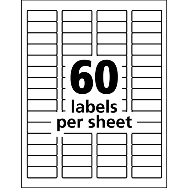 Avery Avery Durable ID Labels with TrueBlock Technology, 61533, Laser, 2/3" x 1-3/4", White, Pack of 3000 - 7278261533