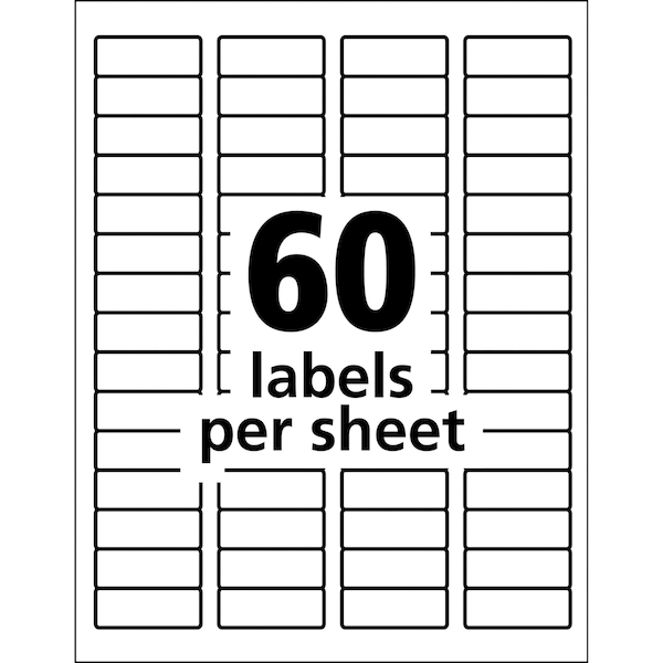 Avery Avery Durable ID Labels with TrueBlock Technology, 61533, Laser, 2/3" x 1-3/4", White, Pack of 3000 - 7278261533