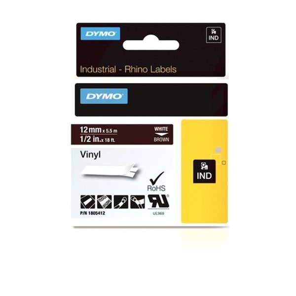 Dymo -Rhino 1 in. Label Black Vinyl White Printer - 784-1805432