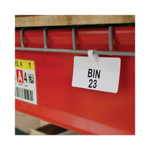 C-Line Products Wire Rack Shelf Tag, Side Load, 3.5 x 1.5, White, PK10 - 87411