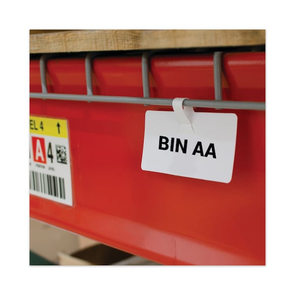 C-Line Products Wire Rack Shelf Tag, Side Load, 3.5 x 1.5, White, PK10 - 87411