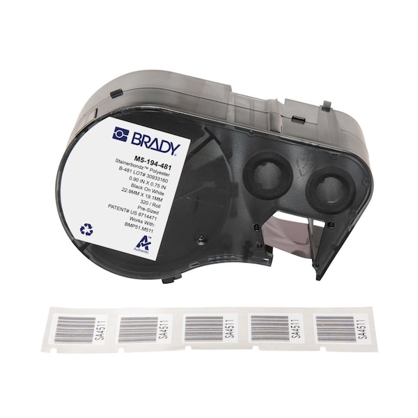 Brady Precut Label Cartridge, White, Matte - M5-194-481