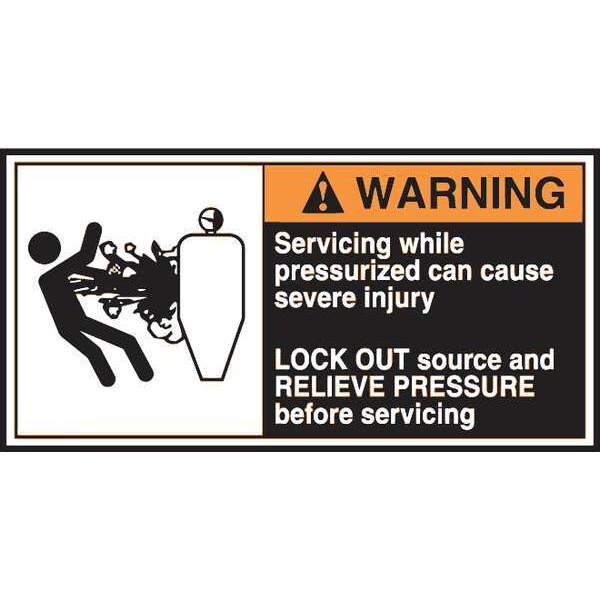 Accuform Warning Label, CEMA Pressurized, 2-1/2x5 in, Adh Vinyl, 5/PK - LECN365