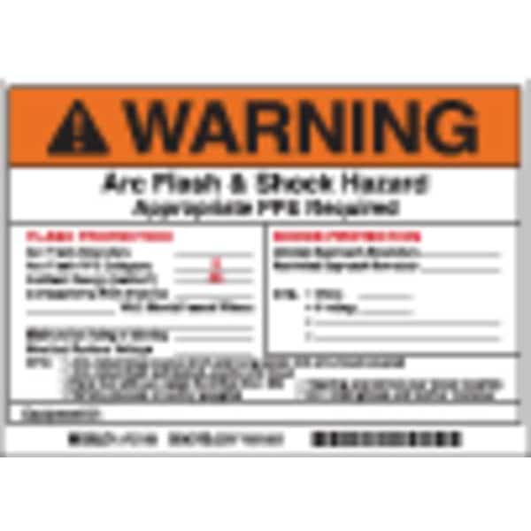 Brady Arc Flash Protection Label, 5 In. H, PK5, 121091 - 121091