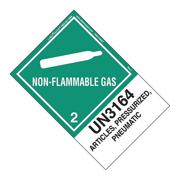 Labelmaster Non-Flammable Gas Label, UN316, PK500, HSN7750ET - HSN7750ET