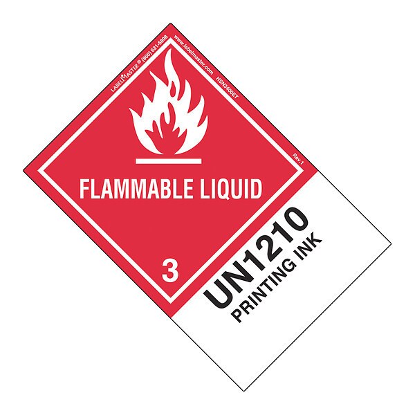 Labelmaster Flammable Liquid Label, UN1210, PK500, HSN3400ET - HSN3400ET