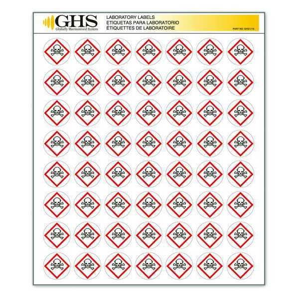 Ghs Safety Label, Gloss, Skull and Crossbones, PK1120 - GHS1215