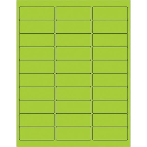 Box Partners Box Partners LL173GN 2.63 x 1 in. Fluorescent Green Rectangle Laser Labels - Pack of 3000 - LL173GN