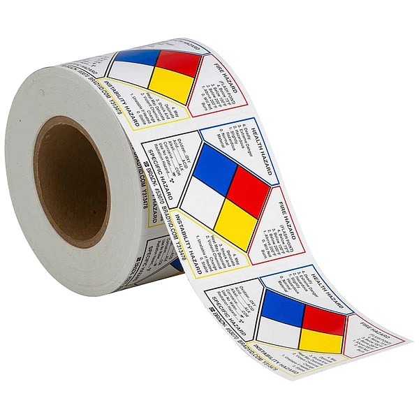 Brady Label, PSVinyl, 4in.Hx4in.W, 500 Labels - 53070