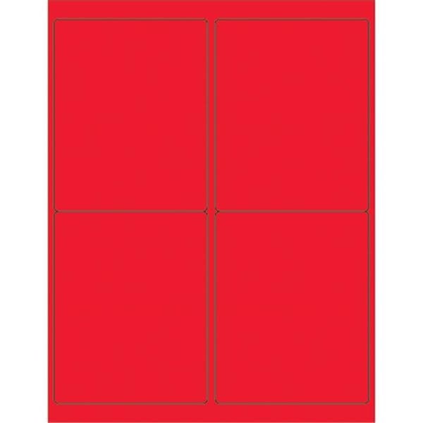 Box Partners Box Partners LL181RD 4 x 5 in. Fluorescent Red Rectangle Laser Labels - Pack of 400 - LL181RD