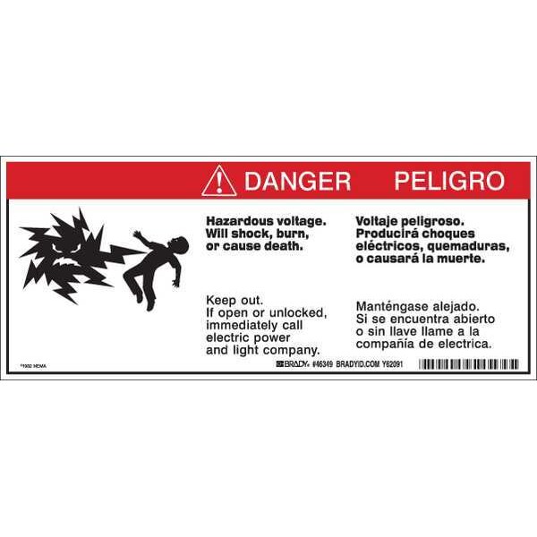 Brady Warning Labels, 4-1/2inHx10-3/4inW, Tape, 46349 - 46349