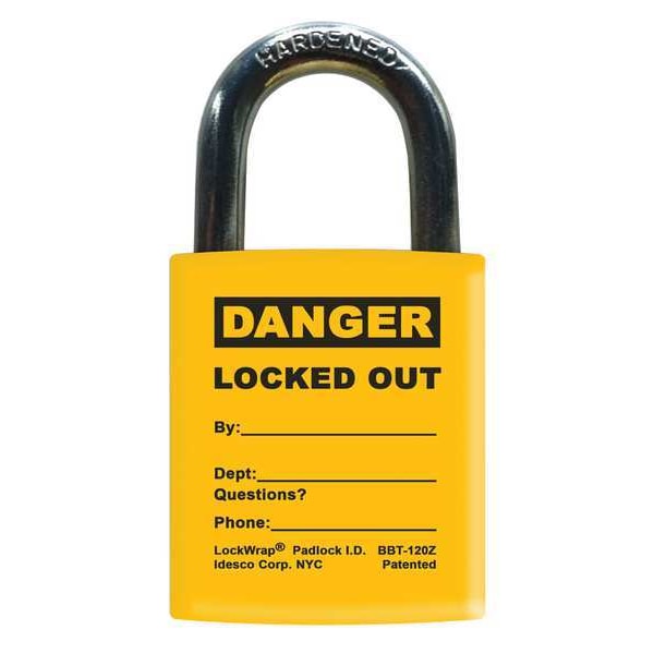 Idesco Padlock Label, 2-1/8inHx1-1/2inW, PK25, LMBBT122AAC - LMBBT122AAC
