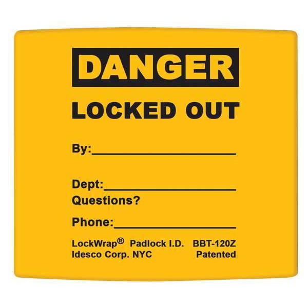 Idesco Padlock Label, 2-1/8inHx1-1/2inW, PK25, LMBBT122AAC - LMBBT122AAC