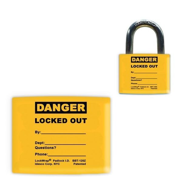 Idesco Padlock Label, 2-1/8inHx1-1/2inW, PK25, LMBBT122AAC - LMBBT122AAC