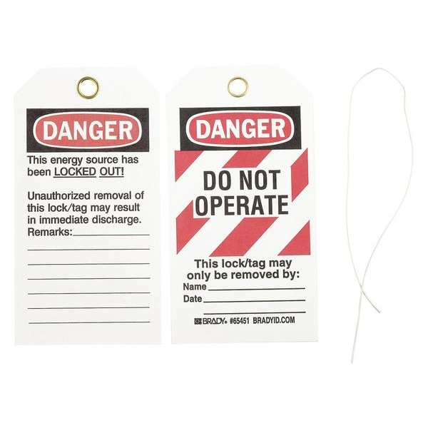 Brady Danger Tag, 5-3/4 x 3 In, Cardstock, PK25, 65451 - 65451