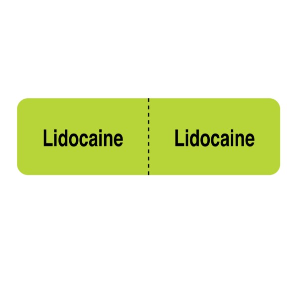 Nevs IV Drug Line Label - Lidocaine/Lidocaine 7/8" x 3" Flr Chart w/Black - N-2102