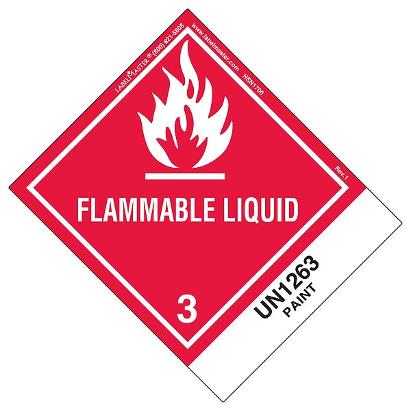 Labelmaster Flammable Liquid Label, 100mmx120mm, 500, HSN1700 - HSN1700
