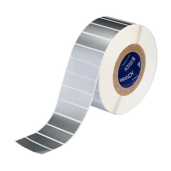 Brady Weather Resistant Polyester Outdoor Labels 1 in H x 3 in W Silver 3000/RL - THT-18-8591-3-SL