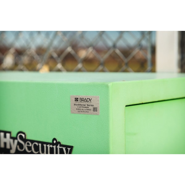 Brady Weather Resistant Polyester Outdoor Labels 1 in H x 3 in W Silver 3000/RL - THT-18-8591-3-SL
