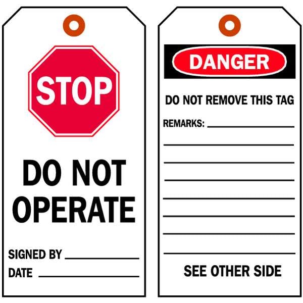 Brady Danger Tag, 7 x 4 In, Bk and R/Wht, PK100 - 86702