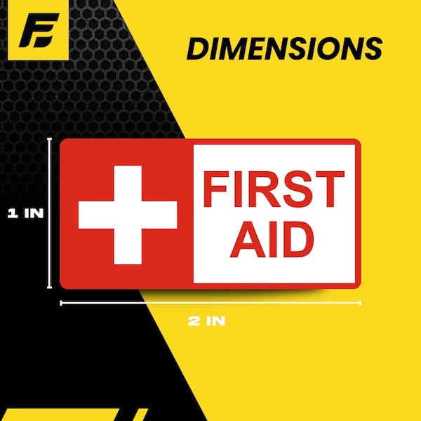 Fuel Stickers First Aid Stickers, Small, Heavy-Duty Labels for Office, Business, Health Safety, 2in x 1in, 4PK - Z-2X1FIRSTAID-4PK