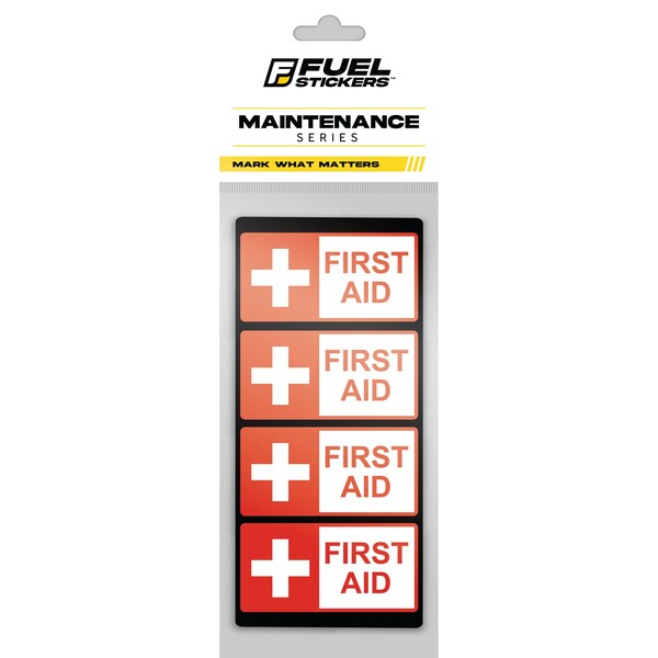 Fuel Stickers First Aid Stickers, Small, Heavy-Duty Labels for Office, Business, Health Safety, 2in x 1in, 20PK - Z-2X1FIRSTAID-20PK