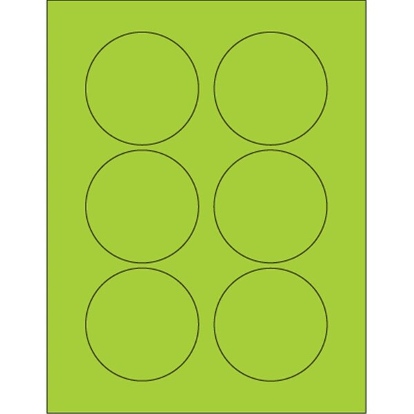 Bondad 3 in. Fluorescent Green Circle Laser Labels, 6PK - BO2821301