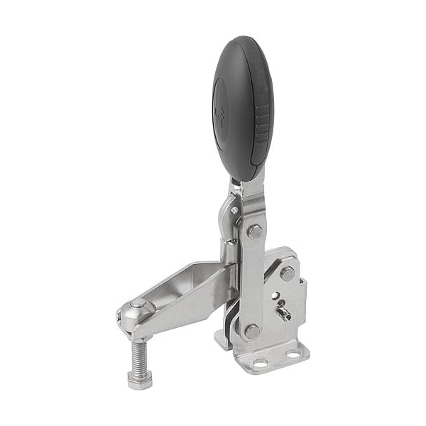 Kipp Vertical Toggle Clamps with flat foot and adj. spindle, stainless - K0662.105000