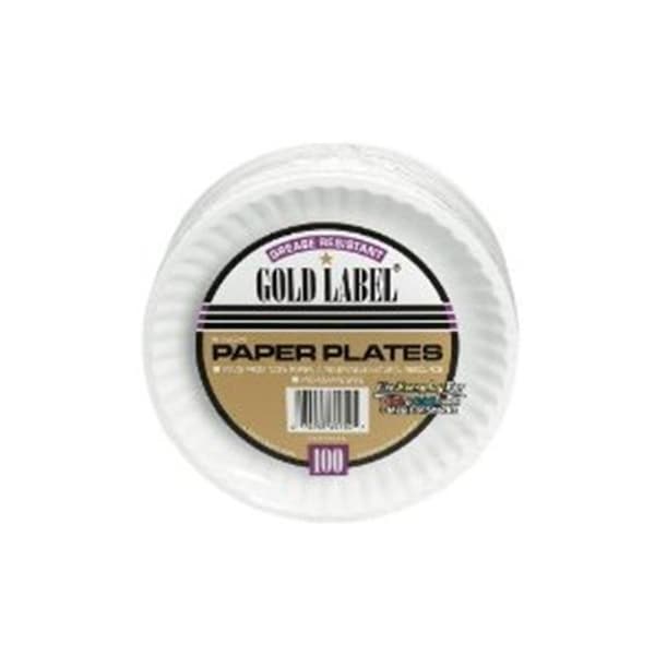 Ajm Packaging Ajm AJM CP9GOEWH Coated Paper Plate Gold Label 9 in. - AJM CP9GOEWH